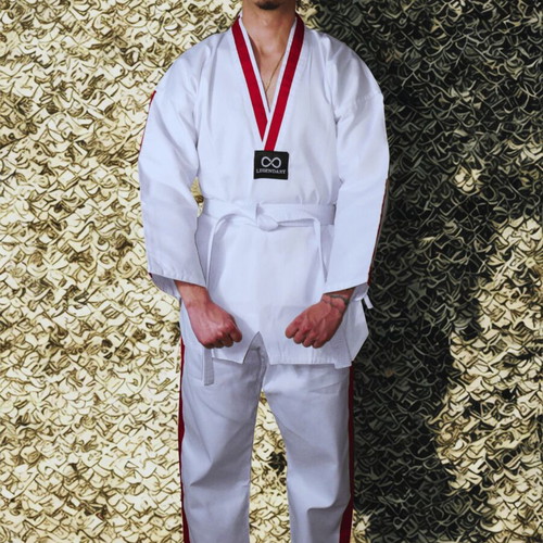 Legendary Taekwondo Dobok Set White with Red Stripe