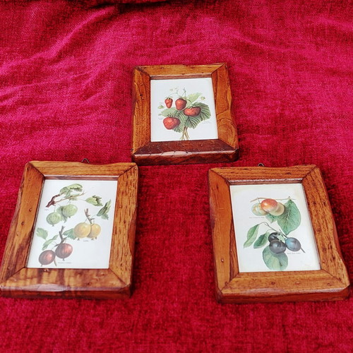 Wooden framed mini prints collection of 3, like new