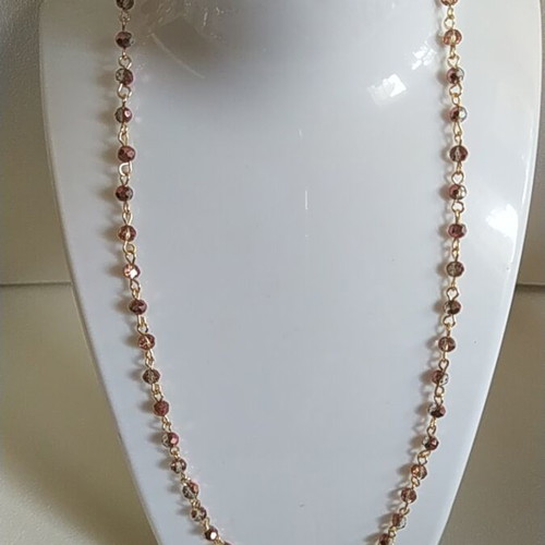 Handmade necklace with crystals, new, copper color, 47 cm