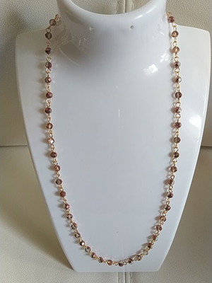 Handmade necklace with crystals, new, copper color, 47 cm