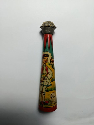 Tin whistle with lithograph used