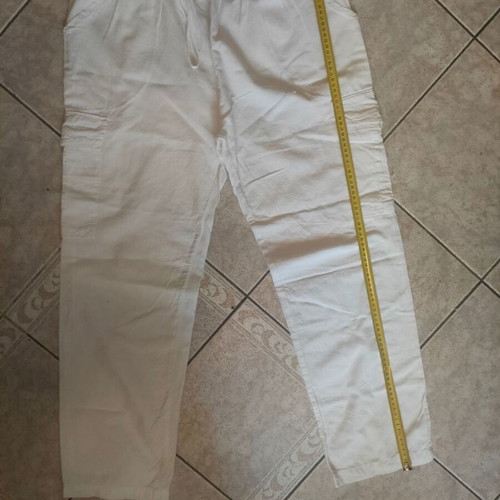 Linen cargo pants unisex like new, white, cotton drawstring