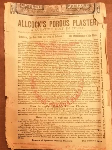  poli palio emplastro Allcock's Porous Plaster.. tou 1899.