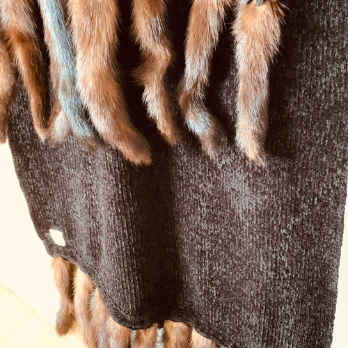 Knitted scarf with natural mink fur A.L.E. like new, black and brown