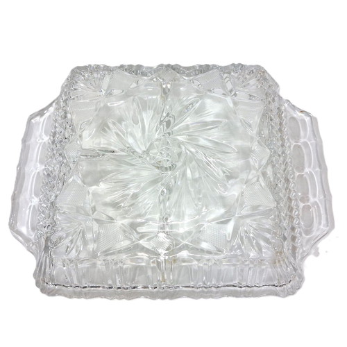 Vintage crystal serving platter with 4 compartments like new