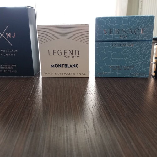 Empty perfume bottles like new with box Montblanc, John Varvatos, Versace