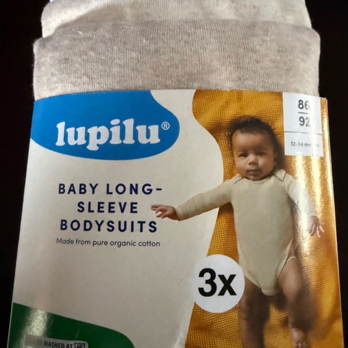 Lupilu baby long-sleeve bodysuits set of 6 new, 100% organic cotton, size 86/92