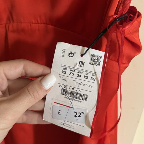 Pull & Bear satin summer dress XS new, red