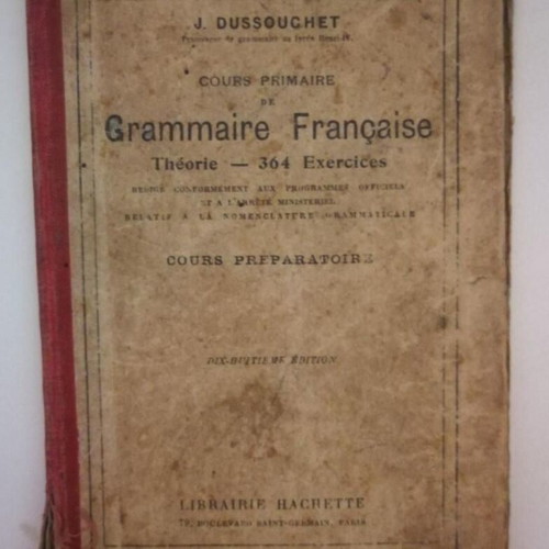 Librairie Hachette Cours primaire de grammaire française book, early 20th century