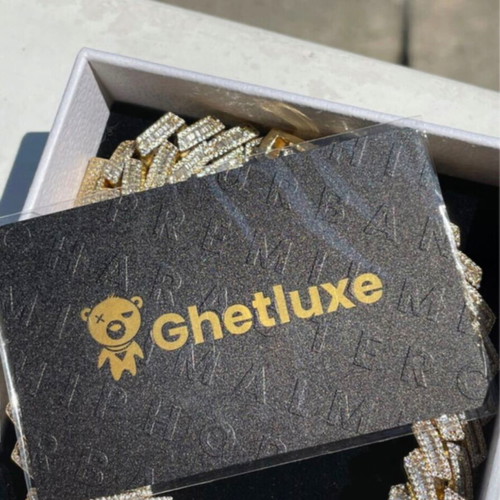 Baguette diamond Cuban link chain like new, gold plated