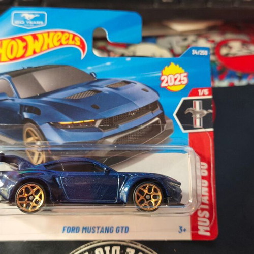 Hot Wheels Ford Mustang GTD new, dark blue metallic with gold rims