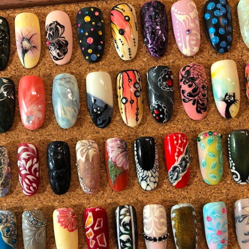 Board with 187 professional nail design tips, vintage collectible