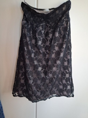 Bershka Lace Strapless Dress like new, black and beige