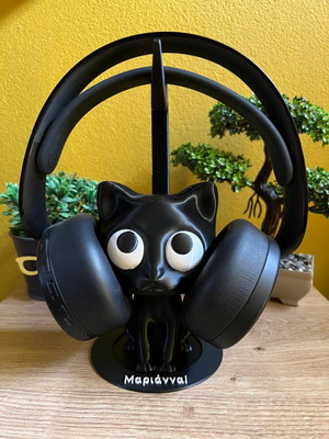 Cat Headphones Stand New With Name 29.5 cm Height