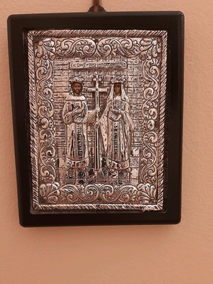 Silver icon of Constantine and Helen like new, 15×12 cm