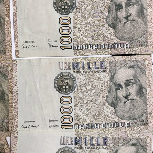 Italian banknotes used, pack of 20 of 1000 lire