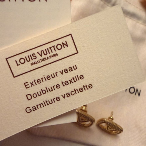 LV style earrings, 18K gold plated stainless steel with stones