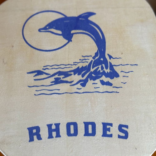 Wooden Rhodes Beach Rackets Set of 2 with Dolphin Design like new
