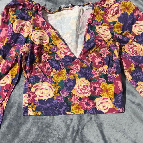 Set high-waisted denim skirt and cropped top Zara like new, multicolor