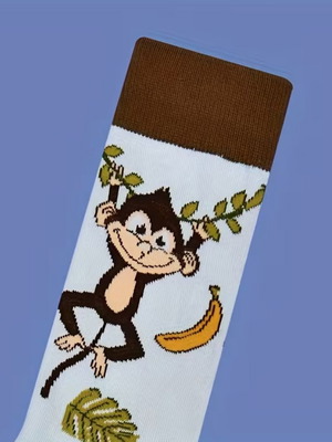 Socks with monkey design new with playful pattern
