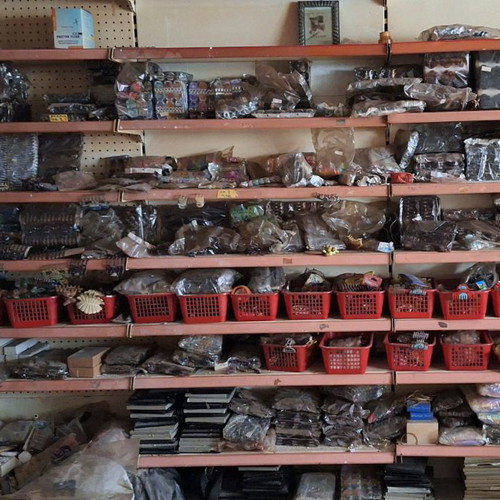 Professional shelving used with display cabinets
