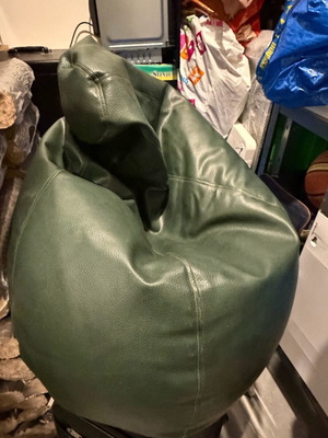 Πουφ μεταχειρισμένα, μαύρο και πράσινο σετ 2 τεμαχίων