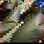 Πουφ μεταχειρισμένα, μαύρο και πράσινο σετ 2 τεμαχίων