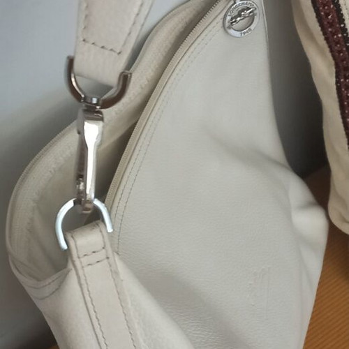 Longchamp shoulder bag used, white leather, soft quality
