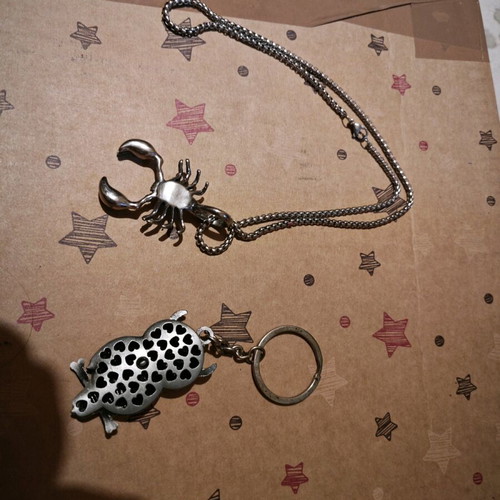 Owl and scorpion keychains new, detailed pack together