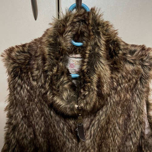 Fur vest animal print like new, brown, size XS