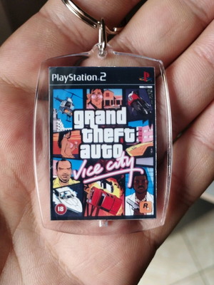 GTA Vice City PS2 Keychain new, acrylic
