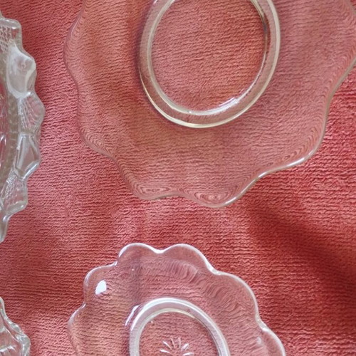 Glass candy dishes with plates from the 1950s like new