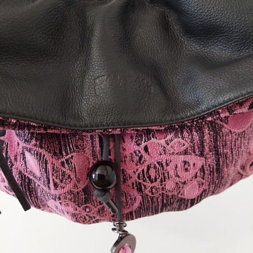 Folli Follie women's shoulder bag, leather and fabric, fuchsia and black