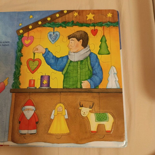 Christmas book with 15-piece puzzle and figures used