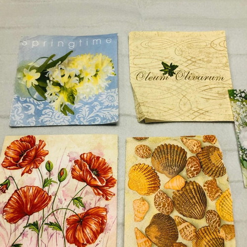 Decoupage napkins pack of 5 used with missing parts