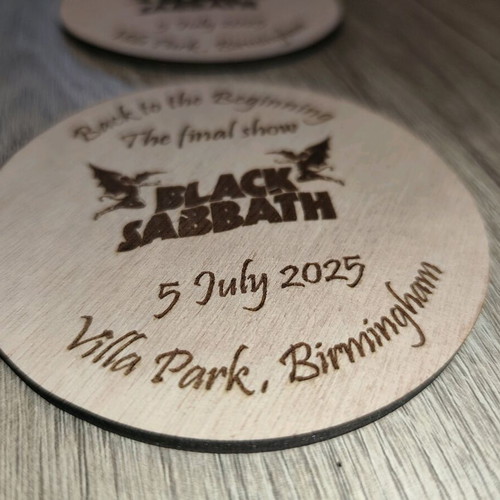 Black Sabbath coaster collectible, new, handmade wood