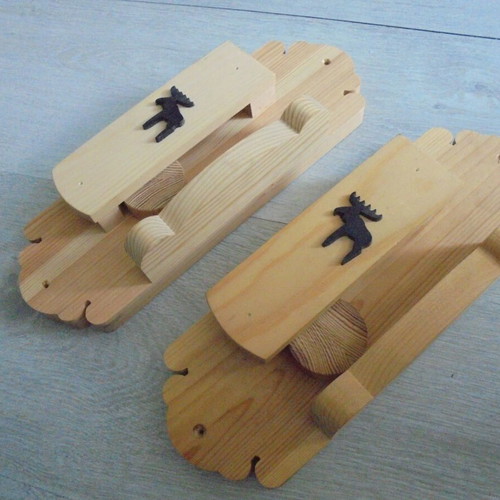 Wooden wall hooks set of 2 with movable pegs, like new, Scandinavian style