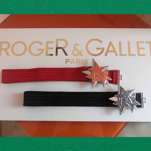 Women's elastic fabric belts with star buckle used, 70 cm length, set of 2