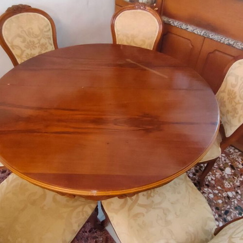 Vintage wooden dining set with 6 chairs used