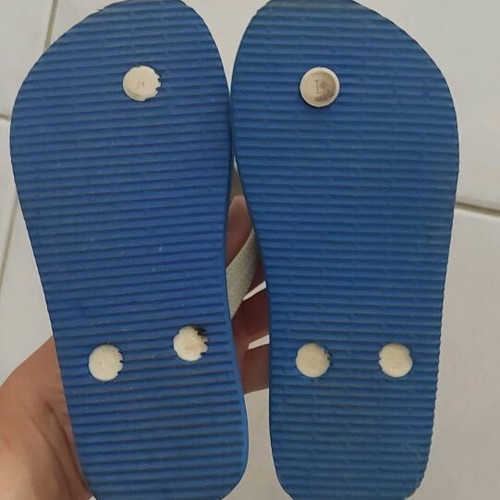 Children's flip-flops size 28-29 like new white and blue