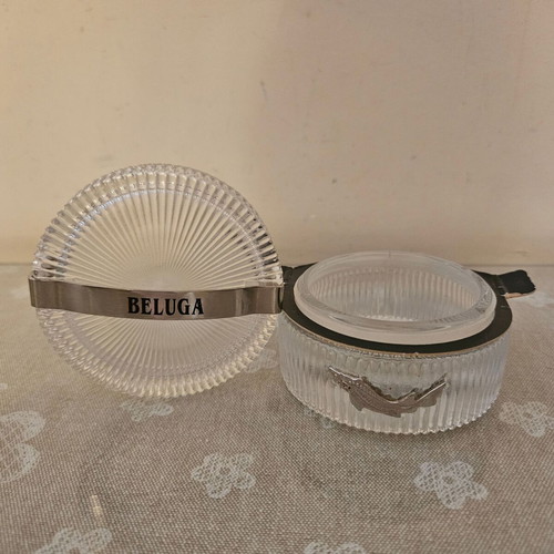 Beluga glass bowl container for caviar new