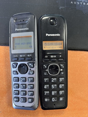Panasonic ασύρματα τηλέφωνα σαν καινούργια, σετ 2, μαύρα, με ανοιχτή ακρόαση