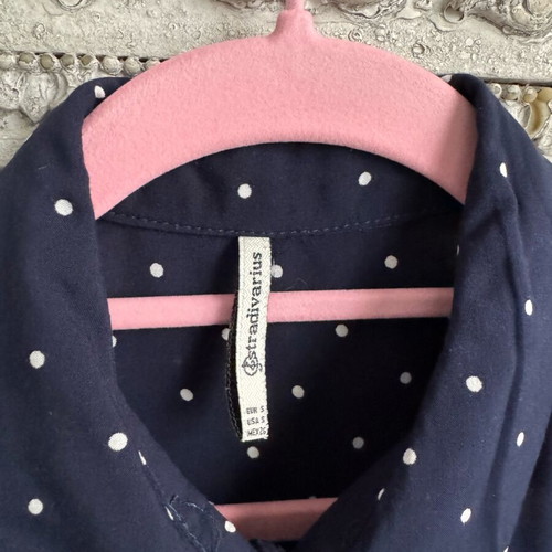 Stradivarius women's blue polka dot shirt like new