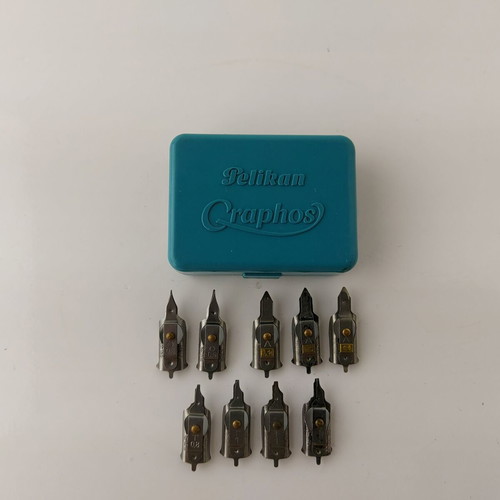 Pelikan Graphos set of 9 used drawing nibs #5604