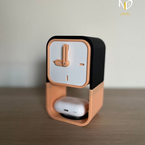 Clock Dock Station new, 3D printed organizer with clock and headphone stand