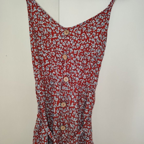 Maxi dress with flowers used, size Large, brick color