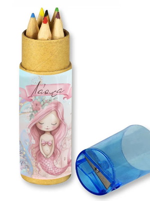 Pink Mermaid Colored Pencils new, 10 pieces with name