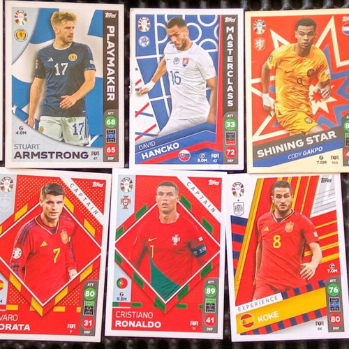 Match Attax Euro24 cards like new, 9 pieces with double Alvaro Morata