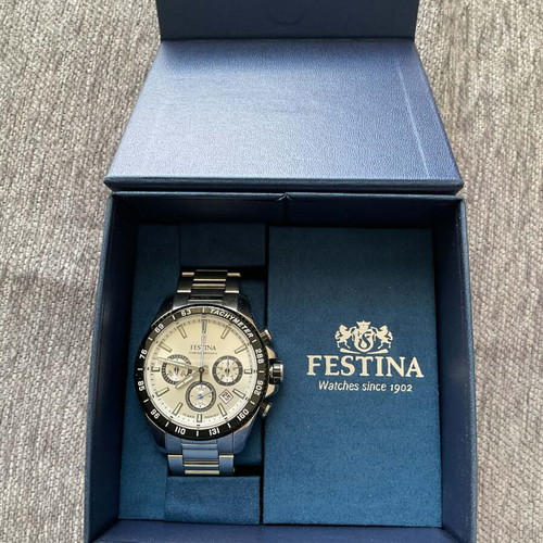 Festina watch new, men's, blue and silver