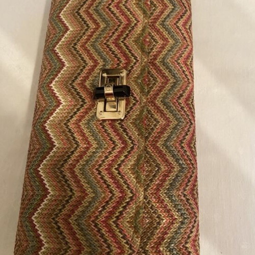 Clutch bag with colorful zig-zag pattern like new, crossbody